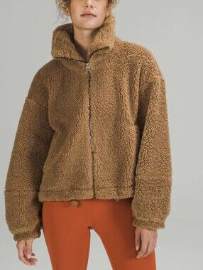 Lululemon Cinchable Fleece Zip-Up Jacket Teddy Brown - Size 10